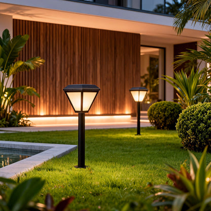 Solar Bollard Path Light LED Outdoor Landscape Stake Garden Pathway Lighting