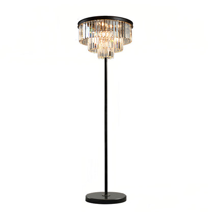 Decorative Floor Lamp Handcrafted Crystal Shade Black Iron E14 Foot Switch American Glamorous Transparent Amber Smoky Gray 63 Inch