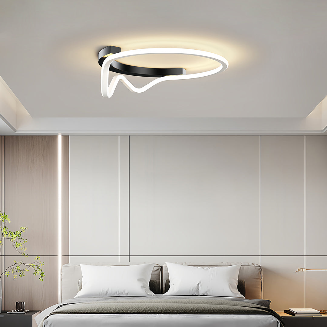 Abstract Loop Geometric Flush Mount Silicone Gold Black White Two Sizes