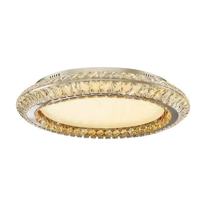 Gold Crystal Drum Shade Flush Mount Round Three Sizes Full Spectrum LED