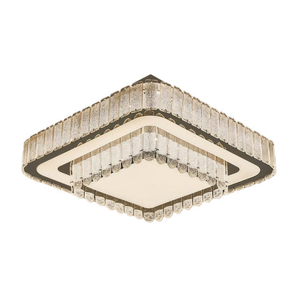 Luxury Crystal Flush Mount Round Square Rectangle Chrome 8 Sizes