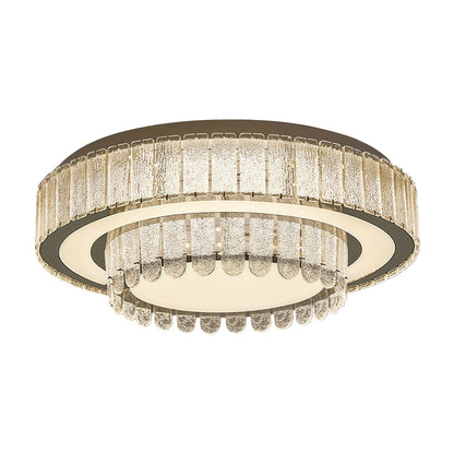 Luxury Crystal Flush Mount Round Square Rectangle Chrome 8 Sizes