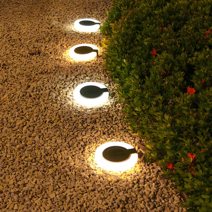 Round Foldable Solar Deck Light Set ABS Black White Outdoor Landscape IP65 4-Pack