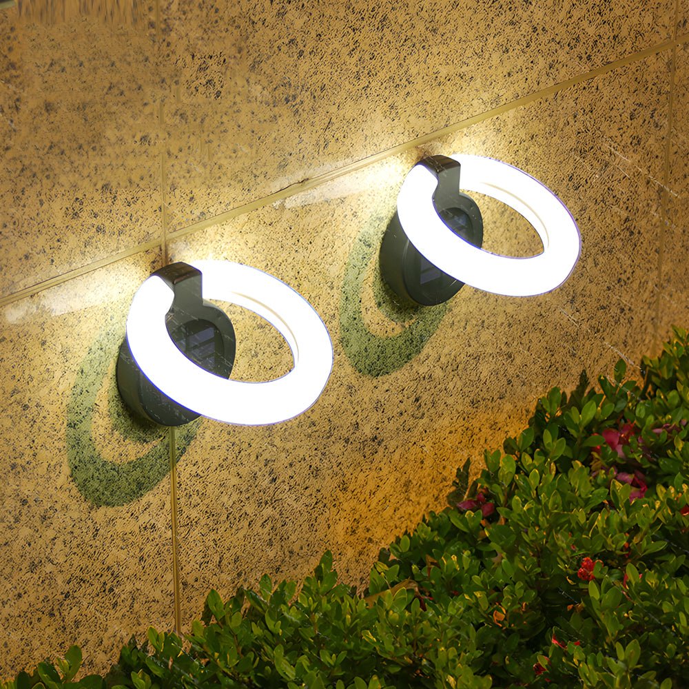 Round Foldable Solar Deck Light Set ABS Black White Outdoor Landscape IP65 4-Pack