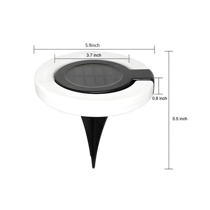 Round Foldable Solar Deck Light Set ABS Black White Outdoor Landscape IP65 4-Pack
