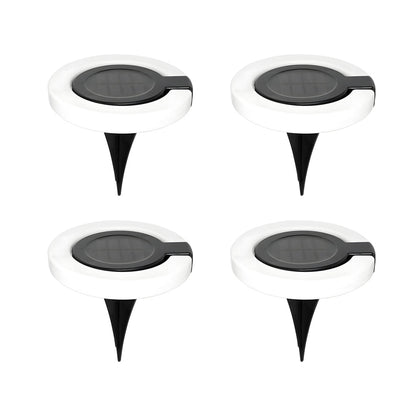 Round Foldable Solar Deck Light Set ABS Black White Outdoor Landscape IP65 4-Pack
