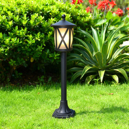 Solar LED Path Light Round Disc Top Bubble Pole Design Black Die-Cast Aluminum 3 Heights