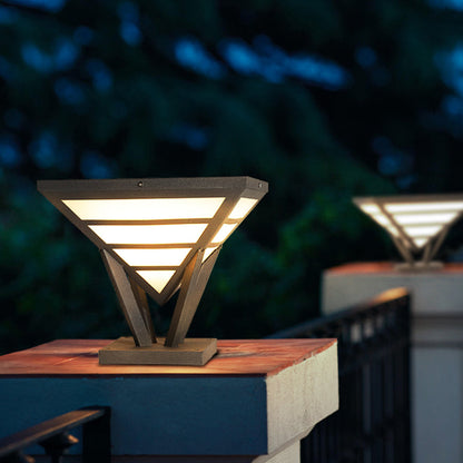 Geometric Inverted Pyramid Aluminum Outdoor Pillar Light Black Hardwired IP54 Acrylic 3200K 2 Sizes Villa Gate