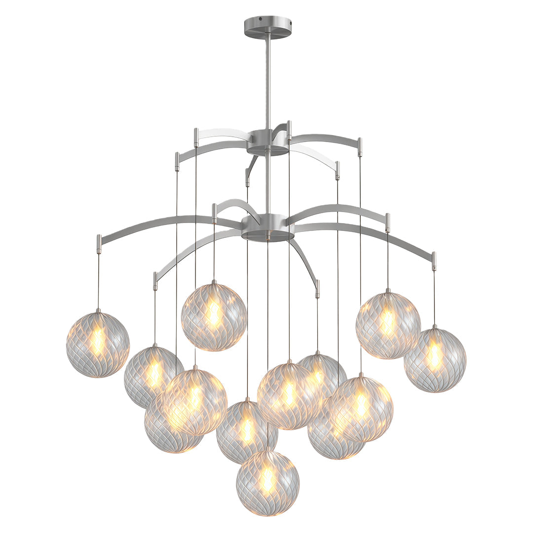 Glass Sphere Chandelier Copper Frame Multi-Arm G9 7 9 13 Heads Copper Nickel Black