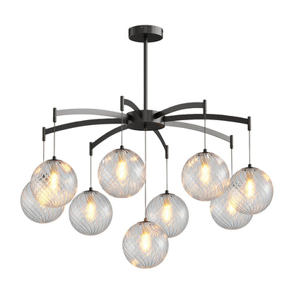 Glass Sphere Chandelier Copper Frame Multi-Arm G9 7 9 13 Heads Copper Nickel Black