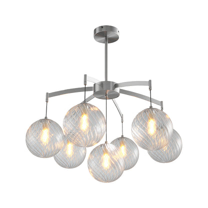Glass Sphere Chandelier Copper Frame Multi-Arm G9 7 9 13 Heads Copper Nickel Black