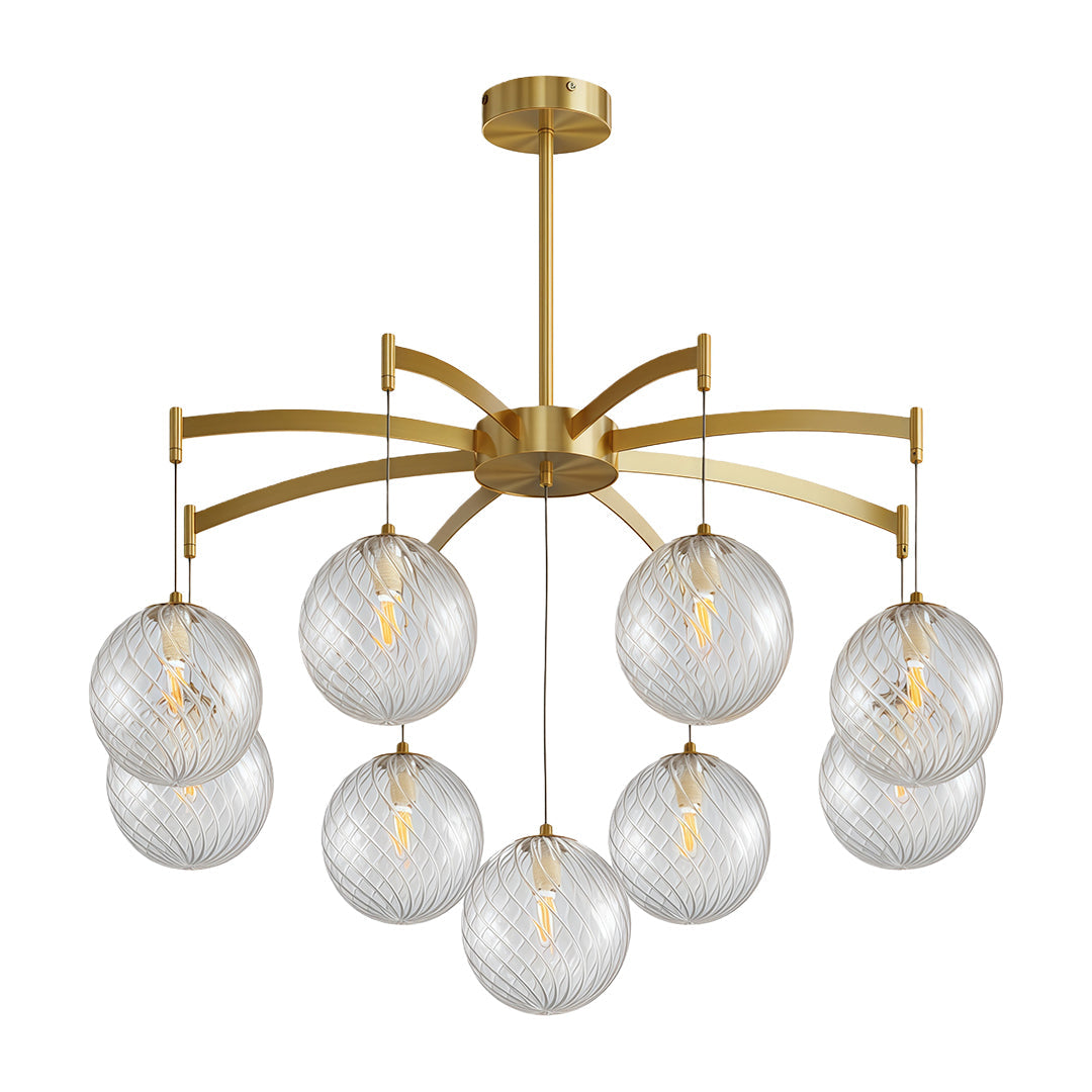 Glass Sphere Chandelier Copper Frame Multi-Arm G9 7 9 13 Heads Copper Nickel Black