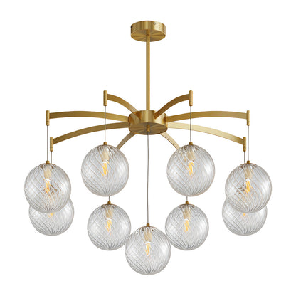 Glass Sphere Chandelier Copper Frame Multi-Arm G9 7 9 13 Heads Copper Nickel Black