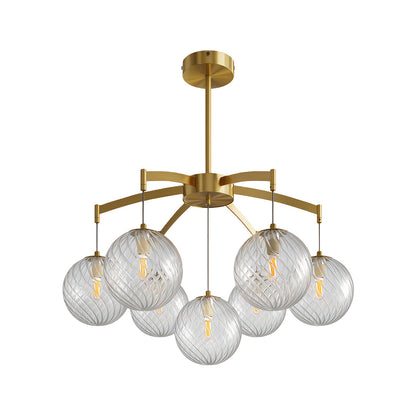 Glass Sphere Chandelier Copper Frame Multi-Arm G9 7 9 13 Heads Copper Nickel Black