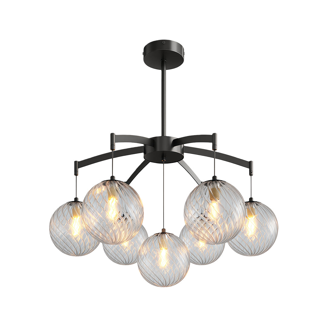 Glass Sphere Chandelier Copper Frame Multi-Arm G9 7 9 13 Heads Copper Nickel Black