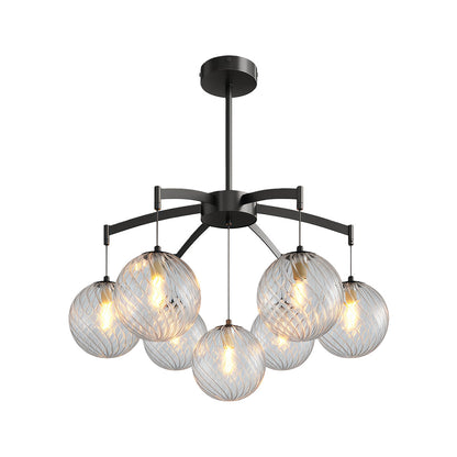 Glass Sphere Chandelier Copper Frame Multi-Arm G9 7 9 13 Heads Copper Nickel Black