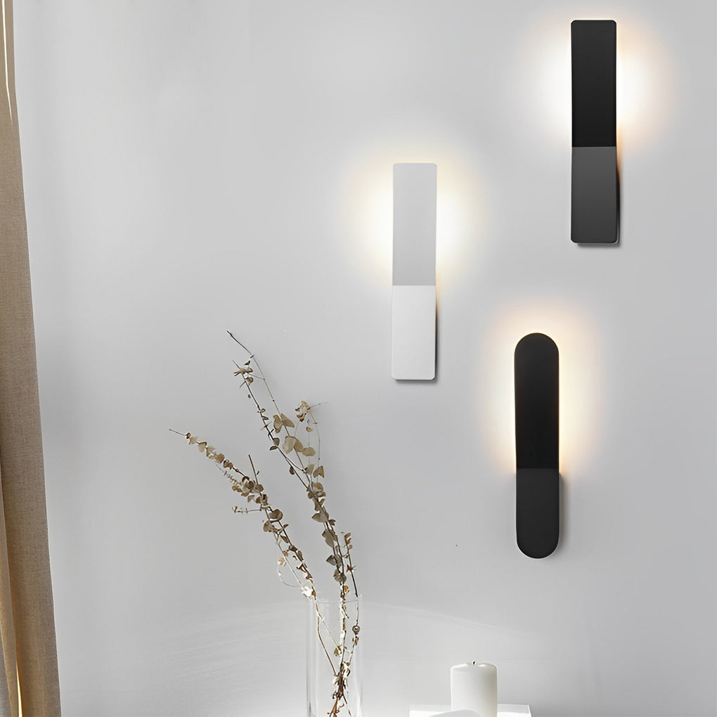 Minimalist LED Backlit Wall Sconce Aluminium Acrylic 5W 3000K Round Right Angle Black White Indoor
