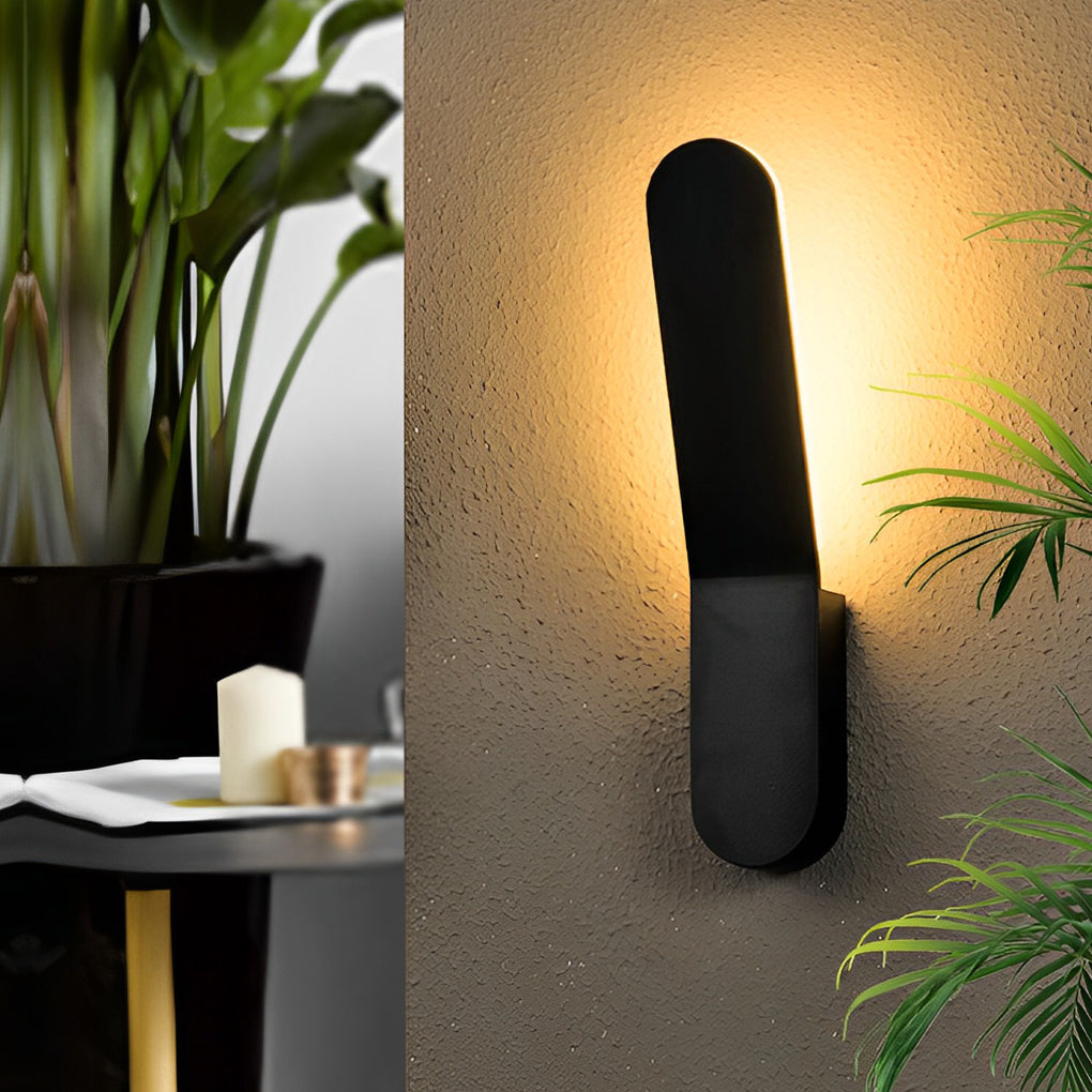 Minimalist LED Backlit Wall Sconce Aluminium Acrylic 5W 3000K Round Right Angle Black White Indoor