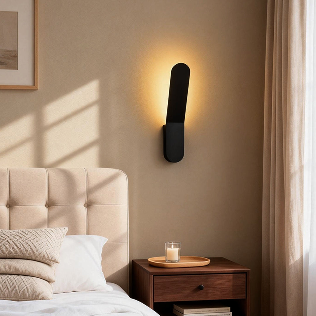 Minimalist LED Backlit Wall Sconce Aluminium Acrylic 5W 3000K Round Right Angle Black White Indoor