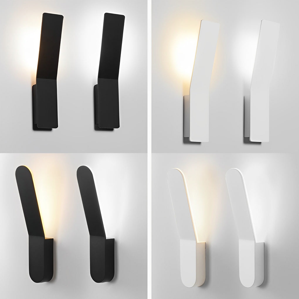 Minimalist LED Backlit Wall Sconce Aluminium Acrylic 5W 3000K Round Right Angle Black White Indoor