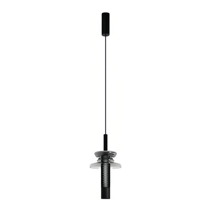 Industrial Glass Cylinder Mini Pendant LED 7W CRI 97 3-Step CCT Dimmable Black Iron Indoor