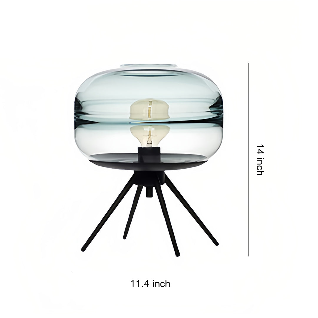 Modern Table Lamp Tinted Glass Dome Shade Iron Four-Leg Base Nordic Accent Sea Blue Smoky Gray Amber 13.78 Inch