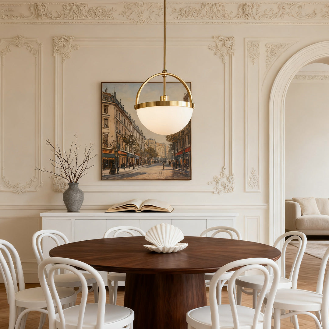 Gold White Pendant Light American Vintage Frosted Glass Globe Gold Copper E26 Dining Room Kitchen Island 13 Inch