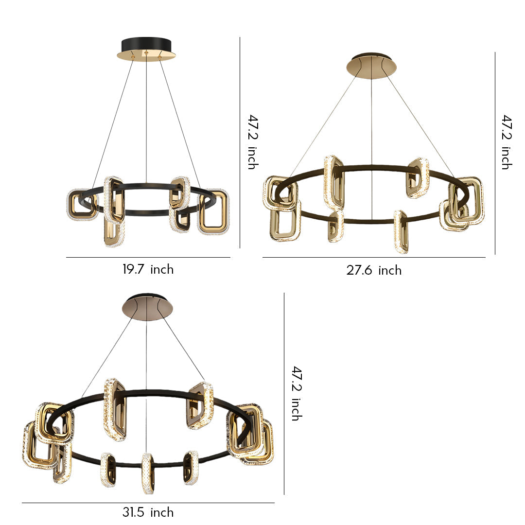 Gold Acrylic Ring Chandelier