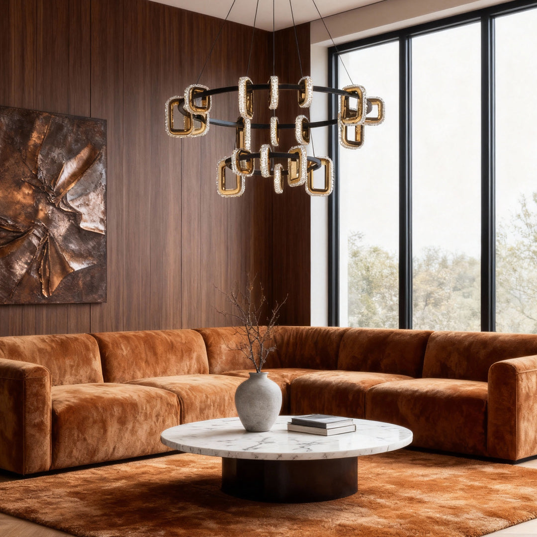 Gold Acrylic Ring Chandelier