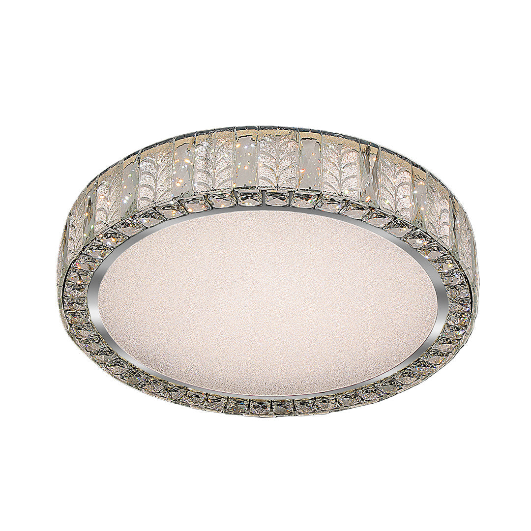 Gold Crystal Leaf Ring Flush Mount Round Two Sizes