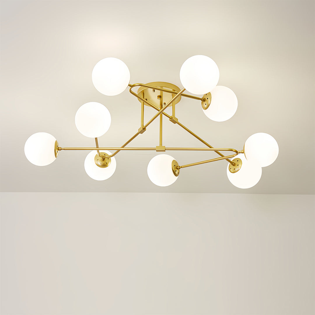 Magic Bean Gold Semi-Flush Mount Nordic Iron E27 Globe 4 6 9 Light