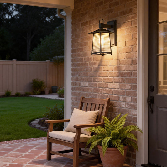 Modern Japanese Outdoor Wall Lantern Solar or Hardwired 3-CCT Remote Black Glass