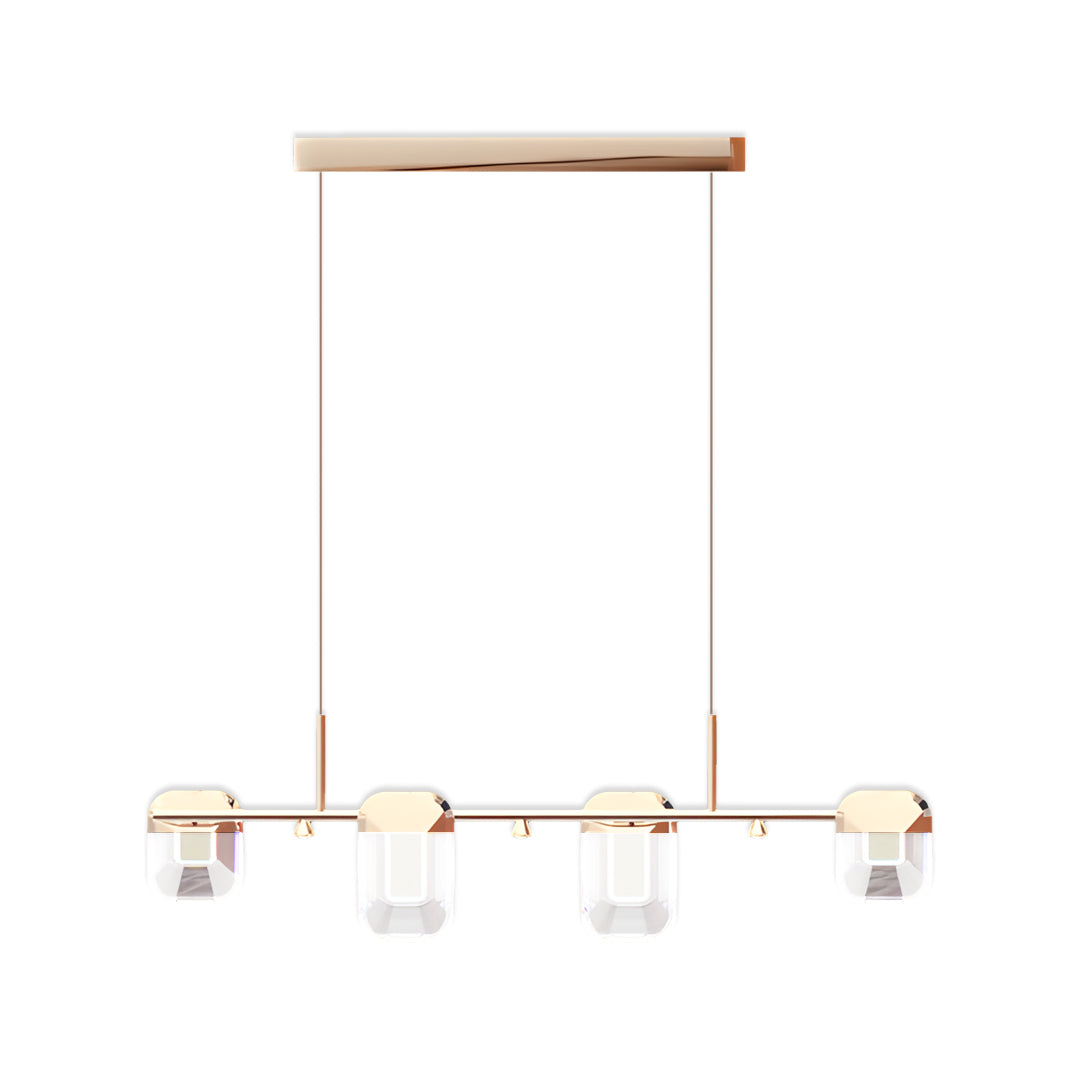 Italian Crystal Chandelier Gold Aluminum Clear Crystal Integrated LED 3-Step Dimming Minimalist