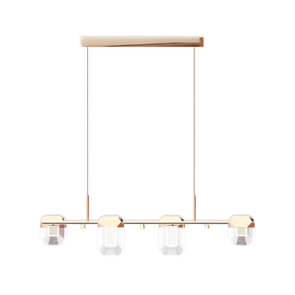 Italian Crystal Chandelier Gold Aluminum Clear Crystal Integrated LED 3-Step Dimming Minimalist