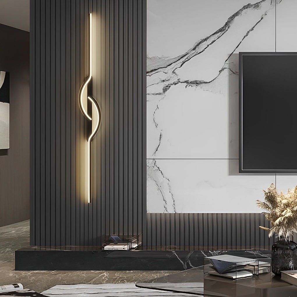 Curved Linear LED Wall Sconce Aluminum Silicone Dimmable 5 Sizes Black