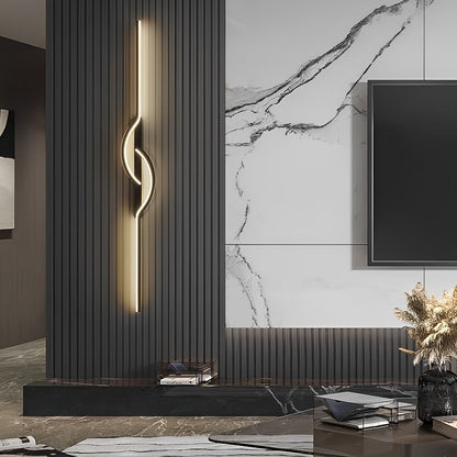 Curved Linear LED Wall Sconce Aluminum Silicone Dimmable 5 Sizes Black