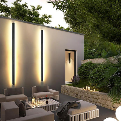 Linear Outdoor Wall Sconce Minimalist LED Black Lamp