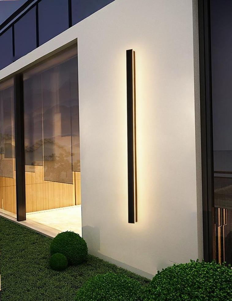 Linear Outdoor Wall Sconce Minimalist LED Black Lamp