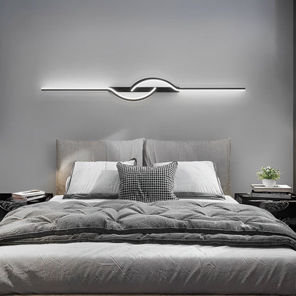 Curved Linear LED Wall Sconce Aluminum Silicone Dimmable 5 Sizes Black