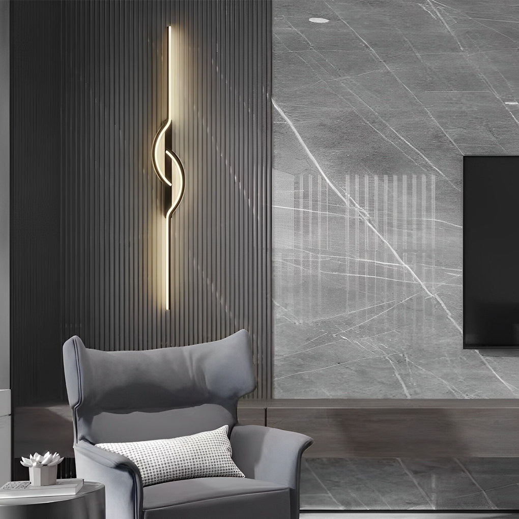 Curved Linear LED Wall Sconce Aluminum Silicone Dimmable 5 Sizes Black