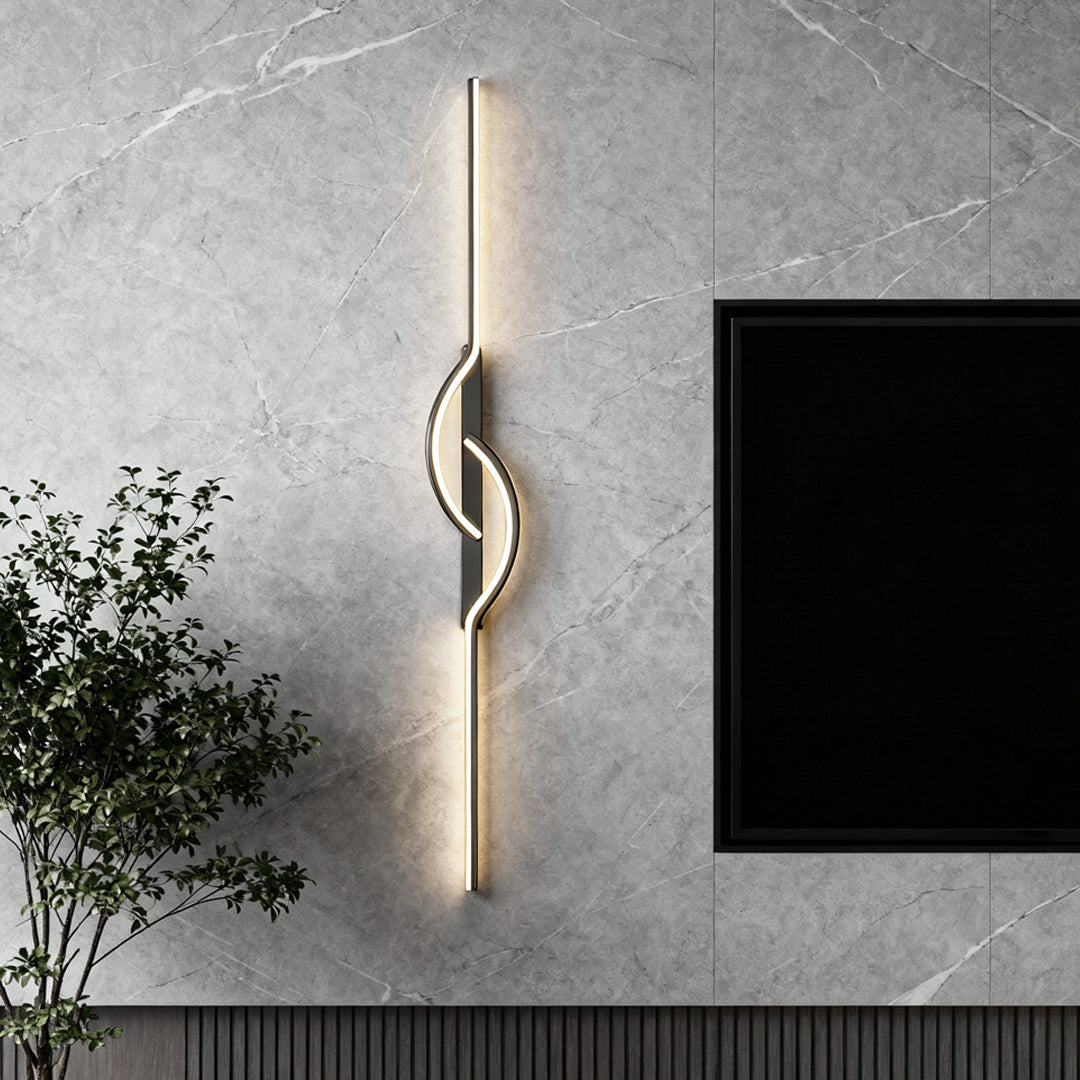 Curved Linear LED Wall Sconce Aluminum Silicone Dimmable 5 Sizes Black