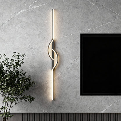 Curved Linear LED Wall Sconce Aluminum Silicone Dimmable 5 Sizes Black
