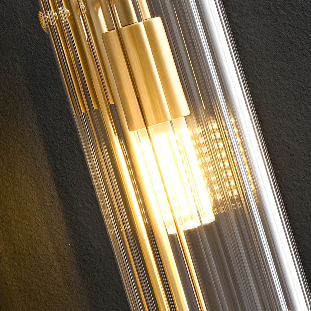 Oval Brass 4-Light Wall Sconce Clear Ribbed Glass G9 3000K Modern Luxury Indoor