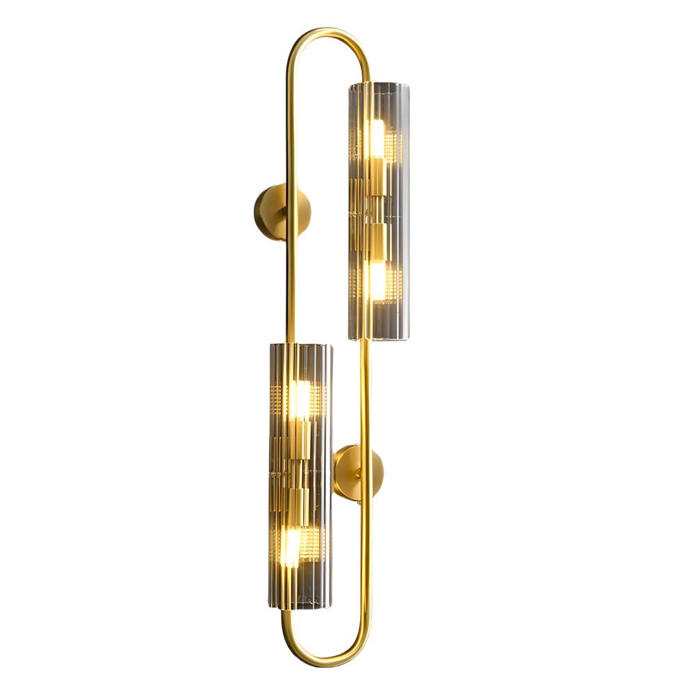 Oval Brass 4-Light Wall Sconce Clear Ribbed Glass G9 3000K Modern Luxury Indoor
