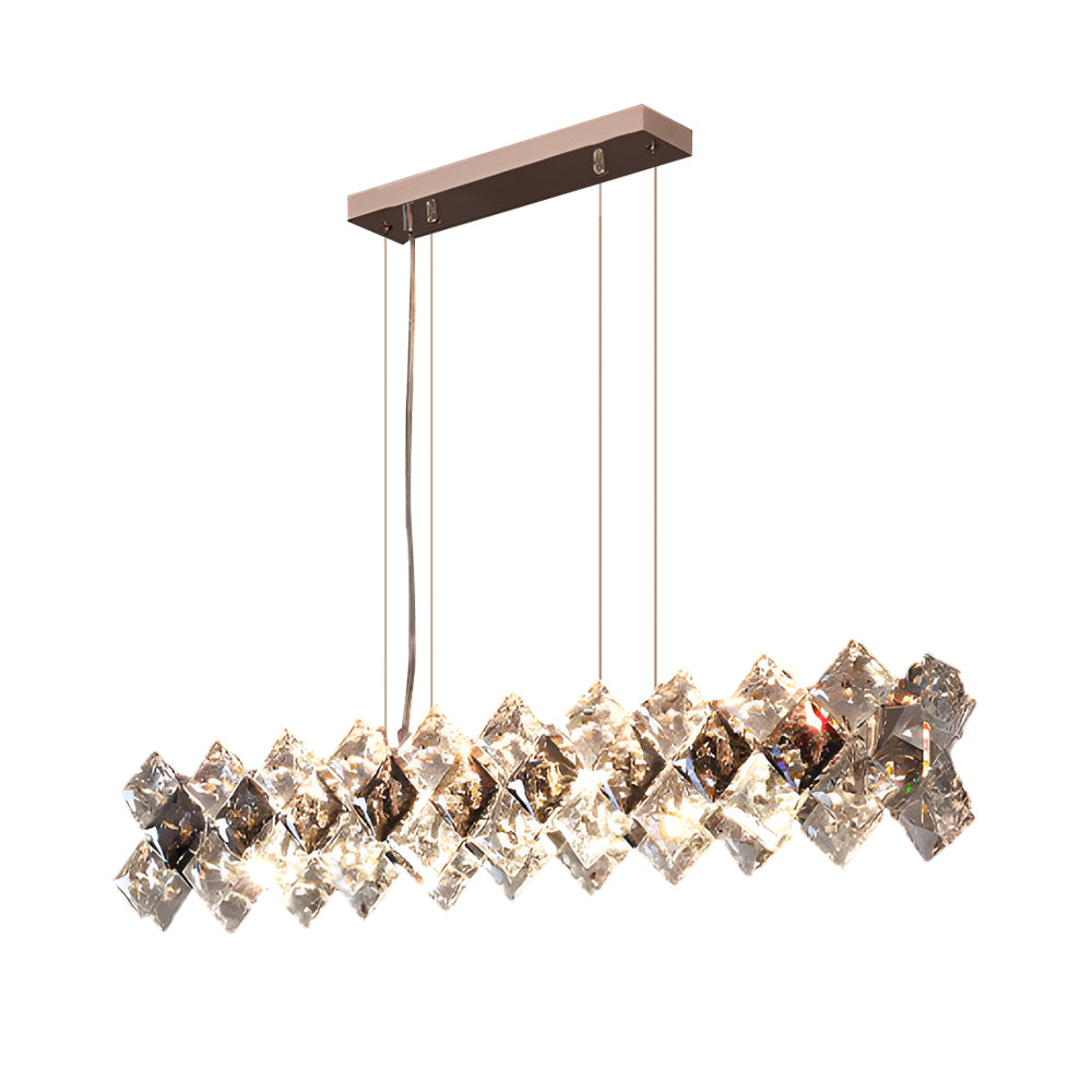 Chandelier Metal Crystal E14 Round or Linear Modern Minimalist 3-Step Gold Six Configurations