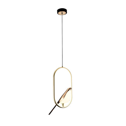 Sculptural Magpie Bird Ring Pendant Light in Aluminum and Silicone with Remote Dimming Option