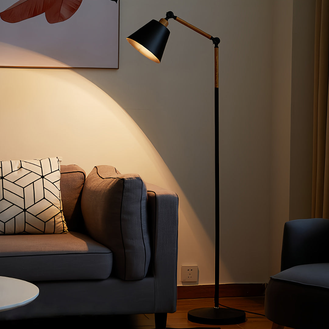 Floor Reading Lamp LED Dimmable Remote 180 Degree Adjustable Arm E27 Iron Baked Paint Eye Care Black White 63 Inch