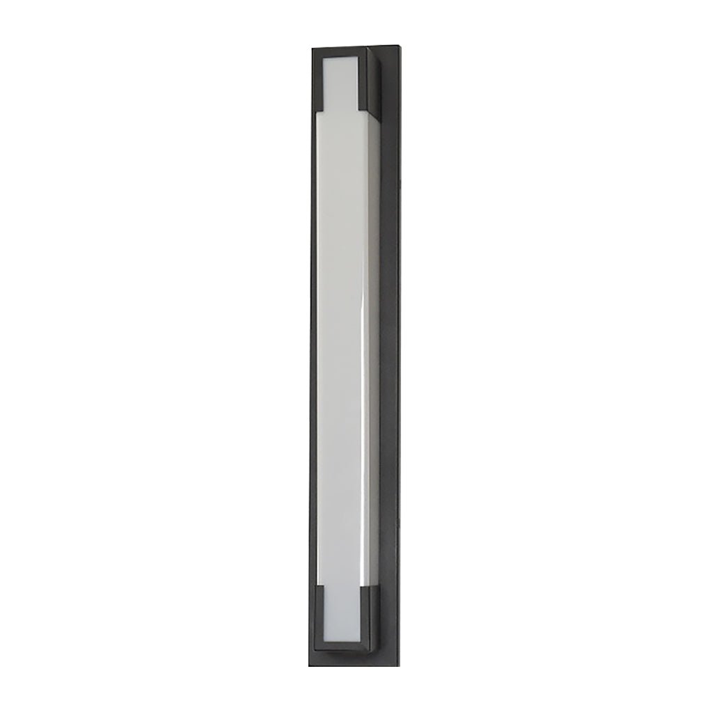 Modern Black Rectangular Outdoor Wall Sconce Stainless Steel Acrylic LED 2 Sizes