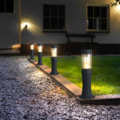 Polished Aluminum LED Landscape Bollard Light Reflector Rings Acrylic 2 Heights Outdoor IP54
