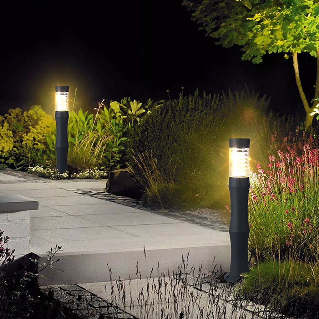 Polished Aluminum LED Landscape Bollard Light Reflector Rings Acrylic 2 Heights Outdoor IP54